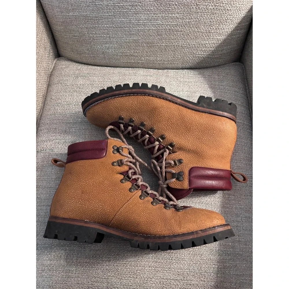 Taft Viking Boot Ochre Burgundy Pebbled Leather Vibram Sole Boots‎ Mens 44 US 11